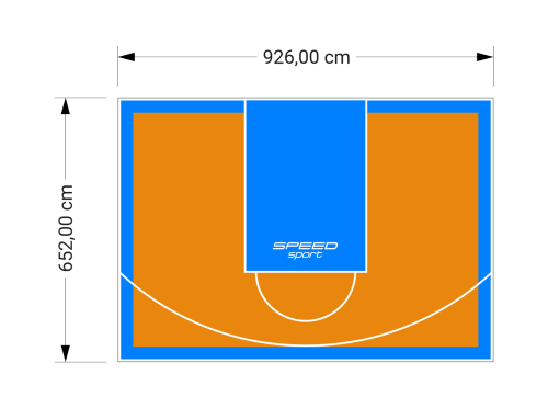 60M2/652X926CM POMARAŃCZOWO-BŁĘKITNE BOISKO DO KOSZYKÓWKI SPEEDSPORT HEXA POWER PRO