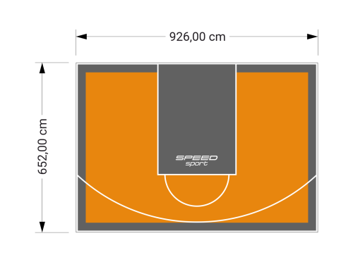60M2/652X926CM POMARAŃCZOWO-GRAFITOWE BOISKO DO KOSZYKÓWKI SPEEDSPORT HEXA POWER PRO