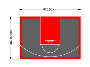 60M2/652X926CM GRAFITOWO-CZERWONE BOISKO DO KOSZYKÓWKI SPEEDSPORT HEXA POWER PRO