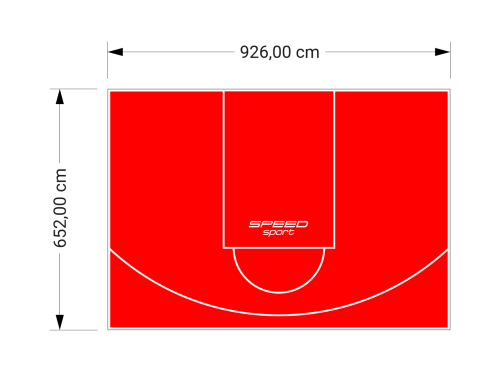 60M2/652X926CM CZERWONE BOISKO DO KOSZYKÓWKI SPEEDSPORT HEXA POWER PRO