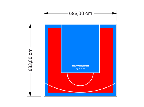47M2/683X683CM CZERWONO-BŁĘKITNE BOISKO DO KOSZYKÓWKI SPEEDSPORT HEXA POWER PRO