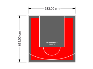 47M2/683X683CM CZERWONO-GRAFITOWE BOISKO DO KOSZYKÓWKI SPEEDSPORT HEXA POWER PRO