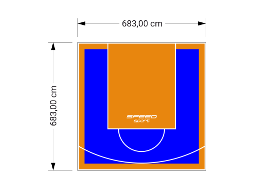 47M2/683X683CM NIEBIESKO-POMARAŃCZOWE BOISKO DO KOSZYKÓWKI SPEEDSPORT HEXA POWER PRO