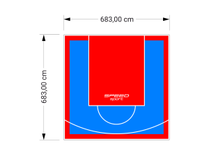 47M2/683X683CM BŁĘKITNO-CZERWONE BOISKO DO KOSZYKÓWKI SPEEDSPORT HEXA POWER PRO