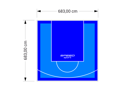 47M2/683X683CM BŁĘKITNO-NIEBIESKIE BOISKO DO KOSZYKÓWKI SPEEDSPORT HEXA POWER PRO
