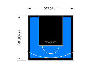 47M2/683X683CM BŁĘKITNO-CZARNE BOISKO DO KOSZYKÓWKI SPEEDSPORT HEXA POWER PRO