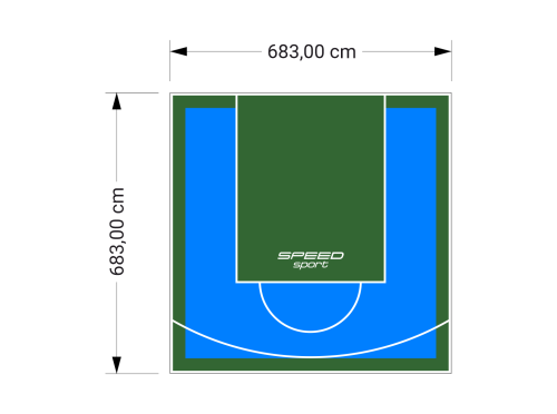 47M2/683X683CM BŁĘKITNO-ZIELONE BOISKO DO KOSZYKÓWKI SPEEDSPORT HEXA POWER PRO