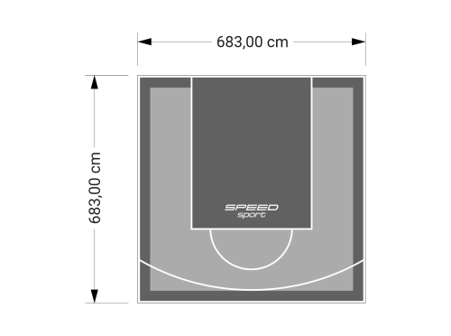 47M2/683X683CM SZARO-GRAFITOWE BOISKO DO KOSZYKÓWKI SPEEDSPORT HEXA POWER PRO