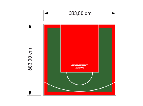 47M2/683X683CM ZIELONO-CZERWONE BOISKO DO KOSZYKÓWKI SPEEDSPORT HEXA POWER PRO