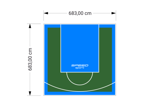 47M2/683X683CM ZIELONO-BŁĘKITNE BOISKO DO KOSZYKÓWKI SPEEDSPORT HEXA POWER PRO