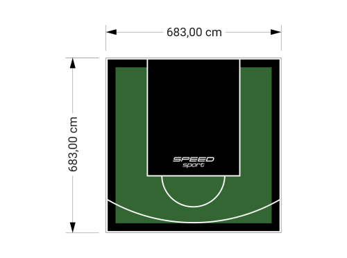 47M2/683X683CM ZIELONO-CZARNE BOISKO DO KOSZYKÓWKI SPEEDSPORT HEXA POWER PRO