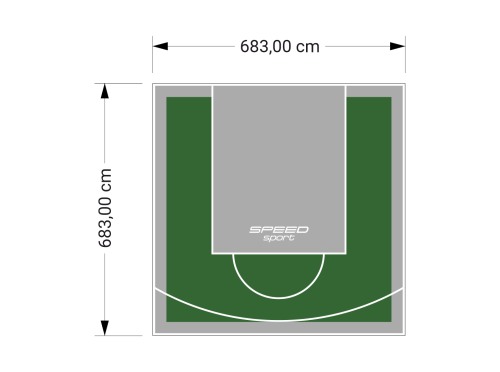 47M2/683X683CM ZIELONO-SZARE BOISKO DO KOSZYKÓWKI SPEEDSPORT HEXA POWER PRO