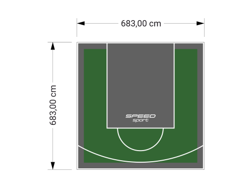 47M2/683X683CM ZIELONO-GRAFITOWE BOISKO DO KOSZYKÓWKI SPEEDSPORT HEXA POWER PRO