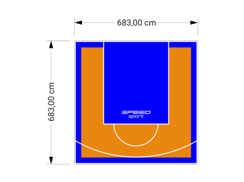 47M2/683X683CM POMARAŃCZOWO-NIEBIESKIE BOISKO DO KOSZYKÓWKI SPEEDSPORT HEXA POWER PRO