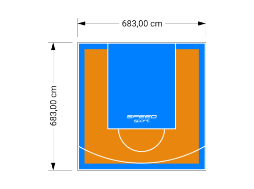 47M2/683X683CM POMARAŃCZOWO-BŁĘKITNE BOISKO DO KOSZYKÓWKI SPEEDSPORT HEXA POWER PRO