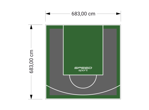 47M2/683X683CM GRAFITOWO-ZIELONE BOISKO DO KOSZYKÓWKI SPEEDSPORT HEXA POWER PRO