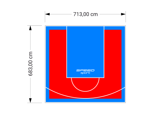 49M2/683X713CM CZERWONO-BŁĘKITNE BOISKO DO KOSZYKÓWKI SPEEDSPORT HEXA POWER PRO