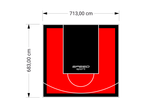 49M2/683X713CM CZERWONO-CZARNE BOISKO DO KOSZYKÓWKI SPEEDSPORT HEXA POWER PRO