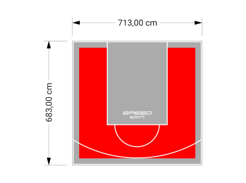 49M2/683X713CM CZERWONO-SZARE BOISKO DO KOSZYKÓWKI SPEEDSPORT HEXA POWER PRO