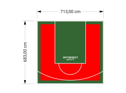 49M2/683X713CM CZERWONO-ZIELONE BOISKO DO KOSZYKÓWKI SPEEDSPORT HEXA POWER PRO