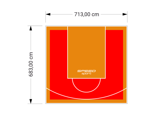 49M2/683X713CM CZERWONO-POMARAŃCZOWE BOISKO DO KOSZYKÓWKI SPEEDSPORT HEXA POWER PRO