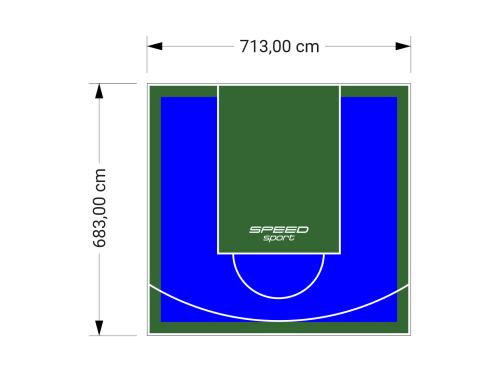 49M2/683X713CM NIEBIESKO-ZIELONE BOISKO DO KOSZYKÓWKI SPEEDSPORT HEXA POWER PRO