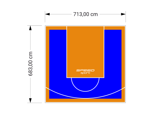 49M2/683X713CM NIEBIESKO-POMARAŃCZOWE BOISKO DO KOSZYKÓWKI SPEEDSPORT HEXA POWER PRO