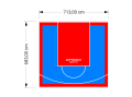 49M2/683X713CM BŁĘKITNO-CZERWONE BOISKO DO KOSZYKÓWKI SPEEDSPORT HEXA POWER PRO
