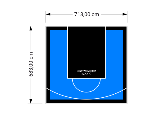 49M2/683X713CM BŁĘKITNO-CZARNE BOISKO DO KOSZYKÓWKI SPEEDSPORT HEXA POWER PRO