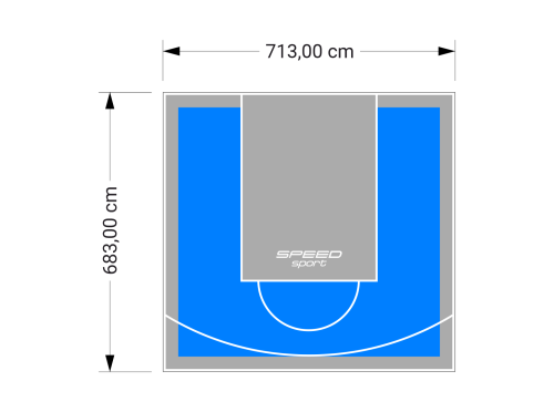 49M2/683X713CM BŁĘKITNO-SZARE BOISKO DO KOSZYKÓWKI SPEEDSPORT HEXA POWER PRO