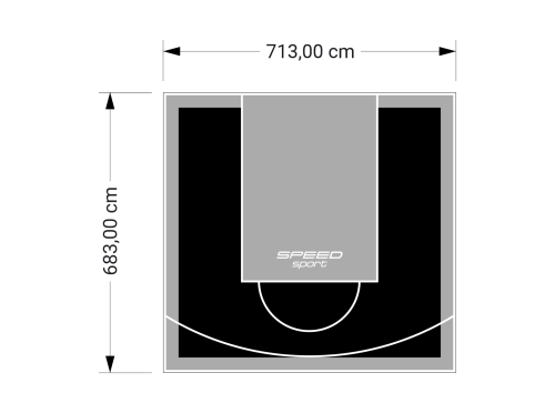49M2/683X713CM CZARNO-SZARE BOISKO DO KOSZYKÓWKI SPEEDSPORT HEXA POWER PRO