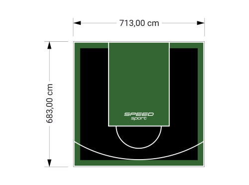 49M2/683X713CM CZARNO-ZIELONE BOISKO DO KOSZYKÓWKI SPEEDSPORT HEXA POWER PRO