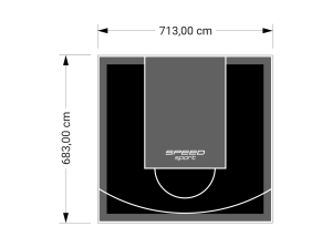 49M2/683X713CM CZARNO-GRAFITOWE BOISKO DO KOSZYKÓWKI SPEEDSPORT HEXA POWER PRO