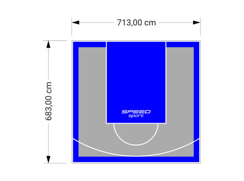 49M2/683X713CM SZARO-NIEBIESKIE BOISKO DO KOSZYKÓWKI SPEEDSPORT HEXA POWER PRO