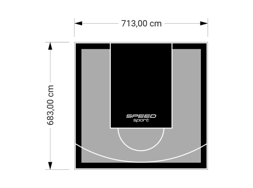49M2/683X713CM SZARO-CZARNE BOISKO DO KOSZYKÓWKI SPEEDSPORT HEXA POWER PRO