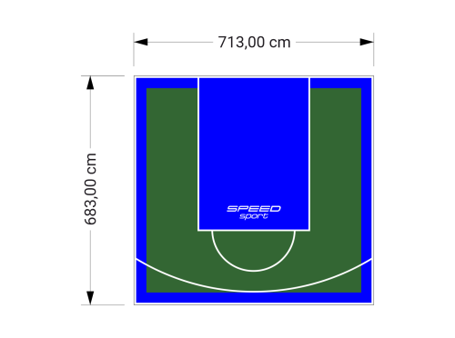49M2/683X713CM ZIELONO-NIEBIESKIE BOISKO DO KOSZYKÓWKI SPEEDSPORT HEXA POWER PRO