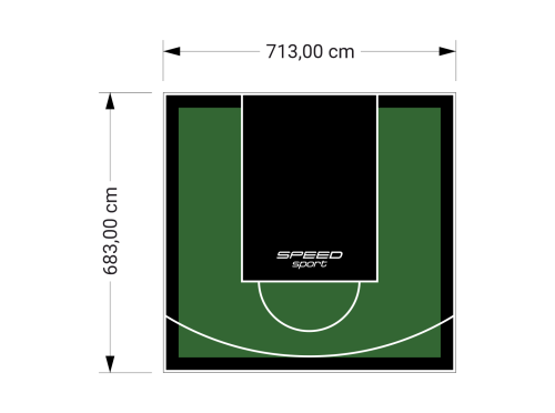 49M2/683X713CM ZIELONO-CZARNE BOISKO DO KOSZYKÓWKI SPEEDSPORT HEXA POWER PRO