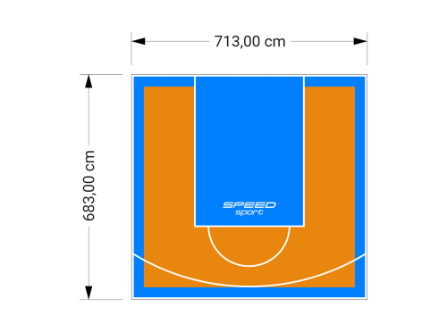 49M2/683X713CM POMARAŃCZOWO-BŁĘKITNE BOISKO DO KOSZYKÓWKI SPEEDSPORT HEXA POWER PRO