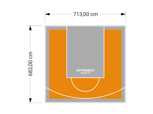 49M2/683X713CM POMARAŃCZOWO-SZARE BOISKO DO KOSZYKÓWKI SPEEDSPORT HEXA POWER PRO