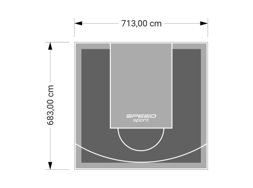 49M2/683X713CM GRAFITOWO-SZARE BOISKO DO KOSZYKÓWKI SPEEDSPORT HEXA POWER PRO