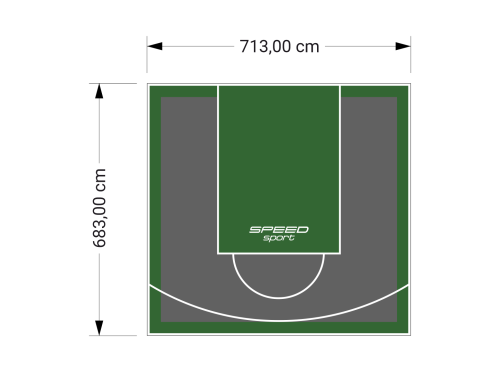 49M2/683X713CM GRAFITOWO-ZIELONE BOISKO DO KOSZYKÓWKI SPEEDSPORT HEXA POWER PRO