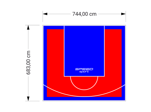 51M2/683X744CM CZERWONO-NIEBIESKIE BOISKO DO KOSZYKÓWKI SPEEDSPORT HEXA POWER PRO