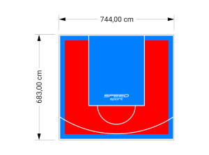 51M2/683X744CM CZERWONO-BŁĘKITNE BOISKO DO KOSZYKÓWKI SPEEDSPORT HEXA POWER PRO