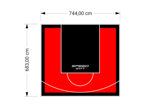 51M2/683X744CM CZERWONO-CZARNE BOISKO DO KOSZYKÓWKI SPEEDSPORT HEXA POWER PRO