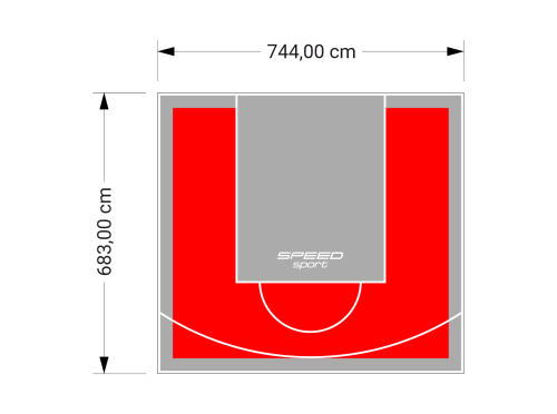 51M2/683X744CM CZERWONO-SZARE BOISKO DO KOSZYKÓWKI SPEEDSPORT HEXA POWER PRO