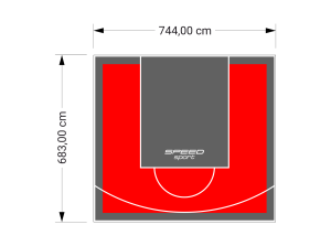 51M2/683X744CM CZERWONO-GRAFITOWE BOISKO DO KOSZYKÓWKI SPEEDSPORT HEXA POWER PRO