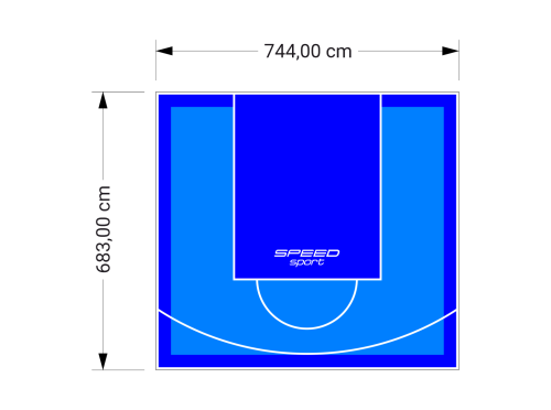 51M2/683X744CM BŁĘKITNO-NIEBIESKIE BOISKO DO KOSZYKÓWKI SPEEDSPORT HEXA POWER PRO