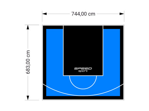 51M2/683X744CM BŁĘKITNO-CZARNE BOISKO DO KOSZYKÓWKI SPEEDSPORT HEXA POWER PRO
