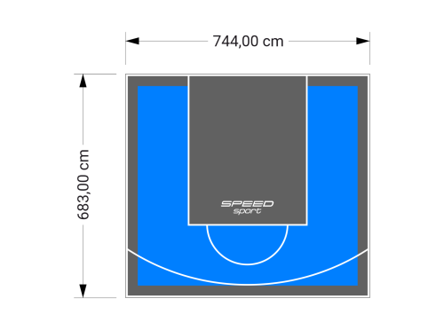 51M2/683X744CM BŁĘKITNO-GRAFITOWE BOISKO DO KOSZYKÓWKI SPEEDSPORT HEXA POWER PRO