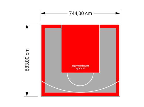 51M2/683X744CM SZARO-CZERWONE BOISKO DO KOSZYKÓWKI SPEEDSPORT HEXA POWER PRO